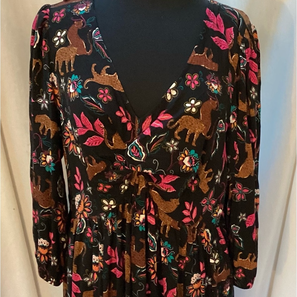 NWT Torrid Black & Coral Animal print with pockets dress plus size 1X